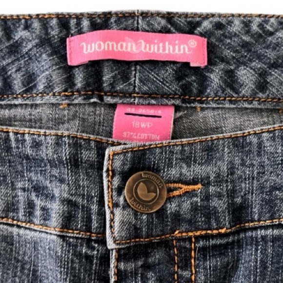 Natural Fit Capri Cropped Blue Jeans Capris Woman Within Plus Size 18 W - Picture 3 of 15